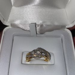 Size 6 Ring Diamond 1/4 Ct And 18k Plated Gold