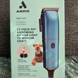 ANDIS EASY CLIP 12 PIECE CORDED CLIPPER SET LIGHT 2 MED COATS NEW