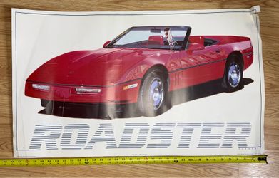 Vintage 1986 Corvette C4 Roadster Poster Red Convertible 34x20