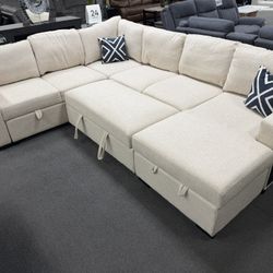 Beige Sofa Sectional Sleeper