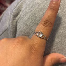 real Sliver Ring Blue With Hearts 