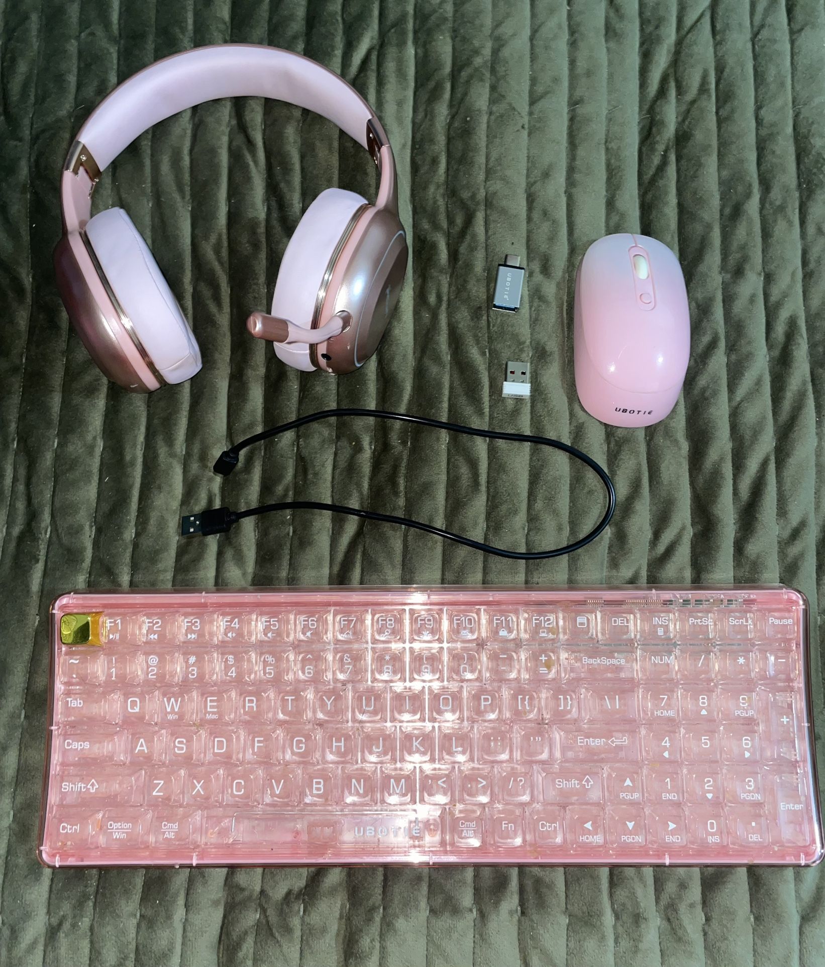 Pink Gaming Keyboard, Mouse And Headset