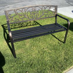 Wenst'sKufAN 50" Patio Garden Bench Park Patio Yard Furniture Decor Powder-Coated Cast Iron Bronze 