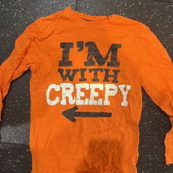 Youth Glow In The Dark "I'm With Creepy" Halloween T-Shirt Size L 12-14