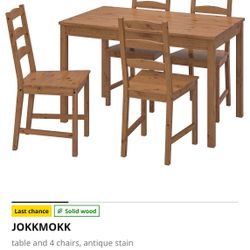 Dining Table JOKKMOKK table and 4 chairs, antique stain