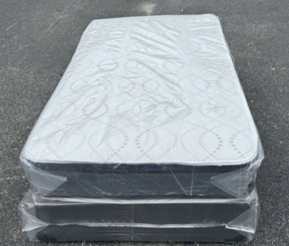 NEW MATTRESS TWIN SIZE PLUSH WITH BOX SPRING FREE 🚚🚚🚚