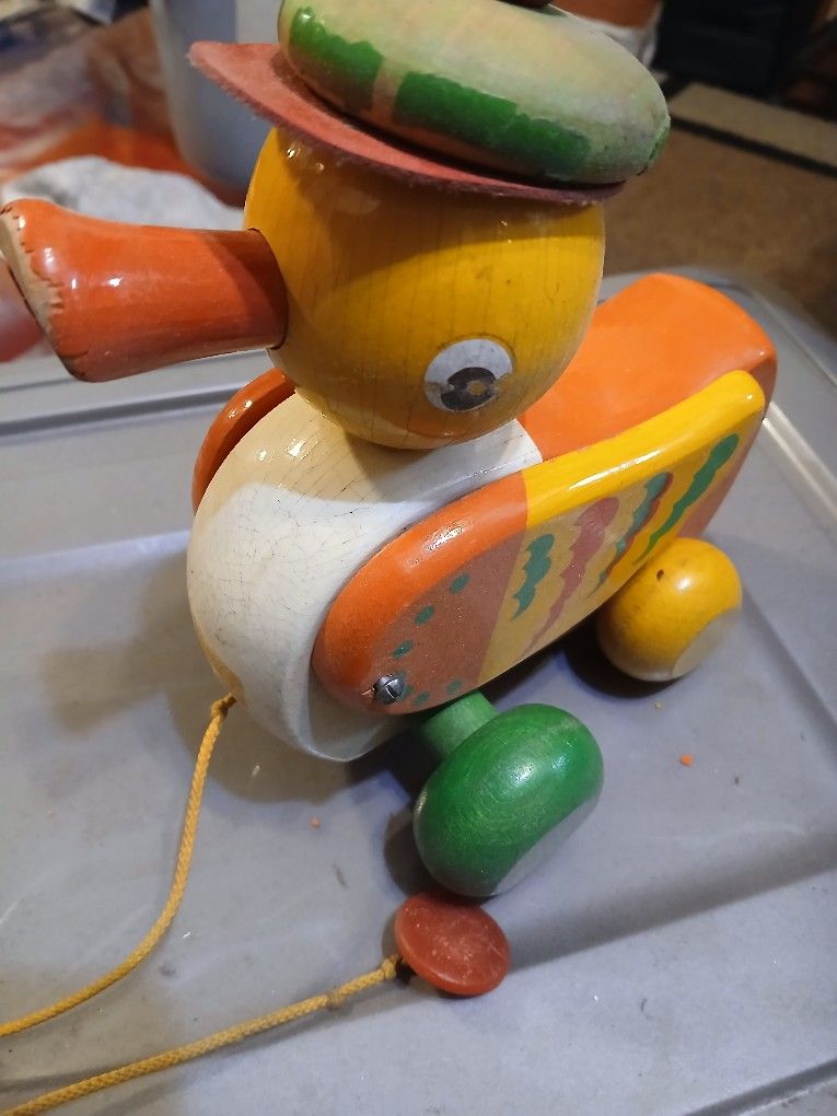 Walter VINTAGE wooden Pull Toy. Asking $60