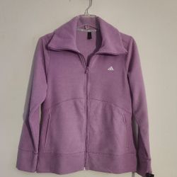 Adidas Heather Fleece Full-Zip Jacket Color:Light Purple, Size L.