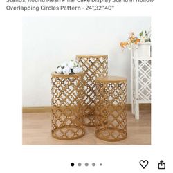 3 Metal Golden Round Cylender Pedestal 