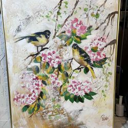 Antique Abstract Oil Painting Signed Lee Reynolds 40.5”Lx51”H