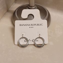 Banana Republic Silver Hoop Dangle Earrings 