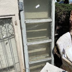 Pair Antique Windows Thick Glass Blue Architectural Salvage Shabby Chic 