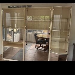 Curio China Display Cabinet Vintage 3 Pieces Glass & Mirrored