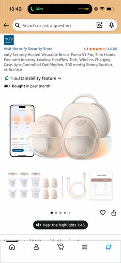 Eufy wearable breast pump s1 with charging case