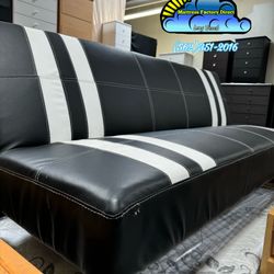Black And White Futon Couch Sofa New Faux Leather Nuevo 