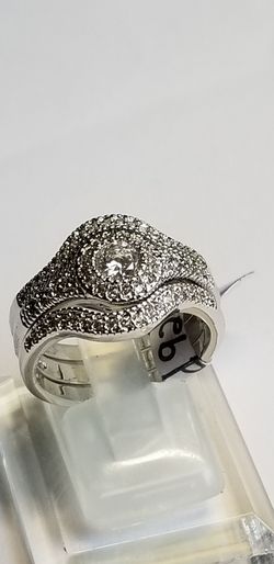 3Pc.Classic Solid 100% Sterling Silver Wedding Set.sizes 8 ,9 ,10