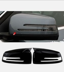 Glossy Black Wing Mirror Cover Cap For Mercedes Benz W204 W176 W212 CLA250 C63