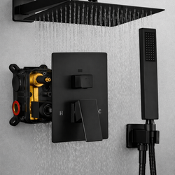 SHOWER SYSTEM  10"  BLACK MATTE  VALVE INCLUDED