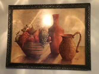 Lithograph with frame 3 x 2 ft