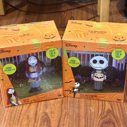 Disney Jack Skellington & Sally 3.5 FT Airblown Inflatable Pumpkin Halloween Gemmy - $80 for both!