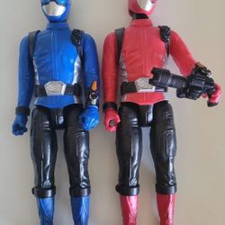 Blue And Red Power Rangers Beast Morphers 12" Action Figures 2018 With Weapon