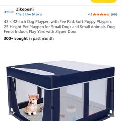 Dog Playpen with Pee Pad, Soft Puppy Playpen, 25 Height Pet Playpen for Small Dogs and Small Animals, Dog Fence Indoor, Play Yard with Zipper Door