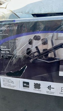 TrafficMaster Black with Blue Flecks 25.2 in. W x 25.2 in. L x 0.68 in. Thick Foam Gym Floor Tiles (4-Tiles/Pack)