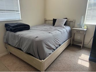 Full size bed set with side table