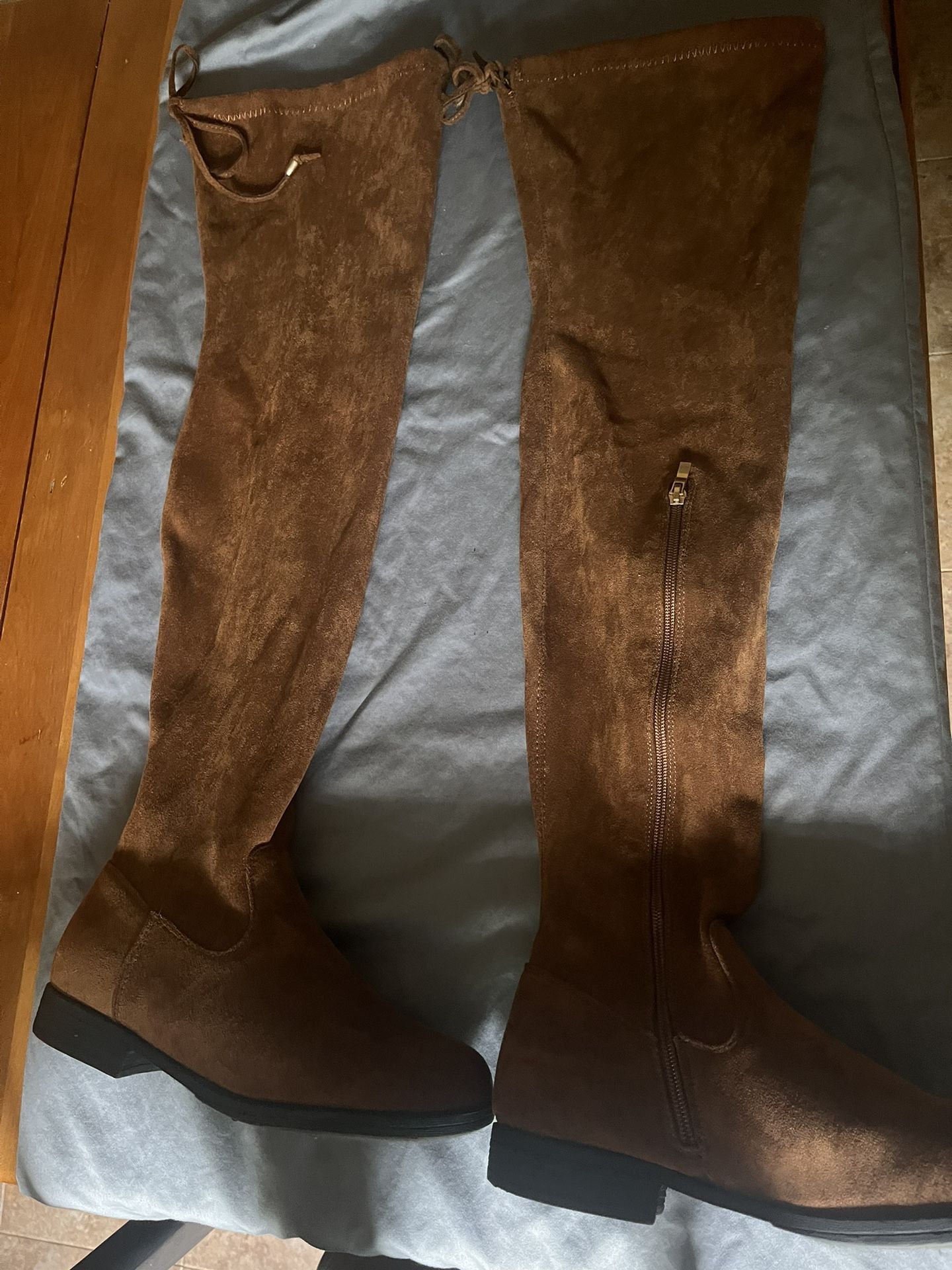 Thigh High Tie Brown Boots