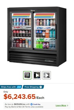 Merchandiser Refrigerator True Commercial Two-Door Glass Sliding