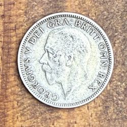 1929 Silver Great Britian One Shilling