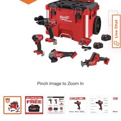 Milwaukee 4 PackM18 FUEL 18V Lithium-Ion Brushless Cordless Combo Kit w/ (2) 5.0 Ah Battery, Charger, & PACKOUT Tool Box (4-Tool) by Milwaukee