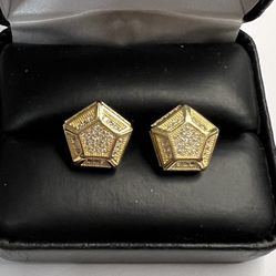 925 Sterling Silver gold over silver screw back unisex earrings