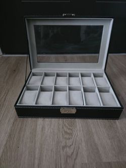 Black Leather Watch/Jewelry Box