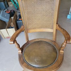 Old  Cane Back Oak Office Chair.