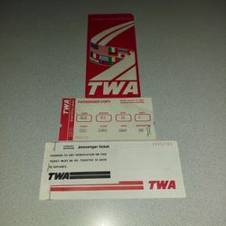 VINTAGE TRANS WORLD AIRLINES TICKET, BOARDING PASS & TICKET JACKET 