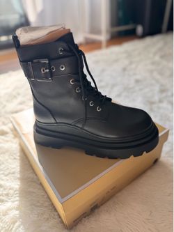 Brand new Michael Kors Colby Leather Combat Bootie - Black, Size 10M