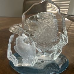 2 Eagle Glass Paperweights