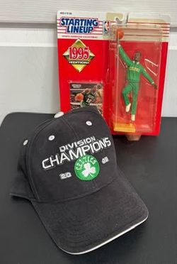 Boston Celtics Fan Lot Dominique Wilkins Figure and Adjustable Team Cap just $15 for All 