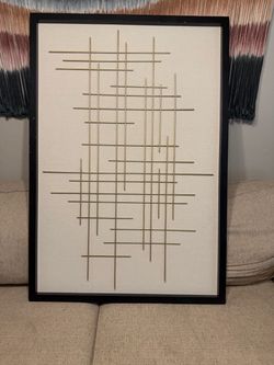 Framed contemporary gold wall art