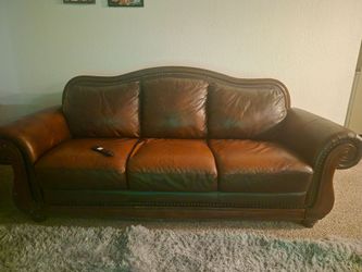Brown leather couch