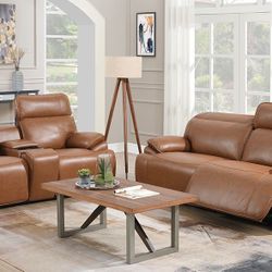 Brown Sofa & Loveseat Power Back & Recliners + Wireless Charger 