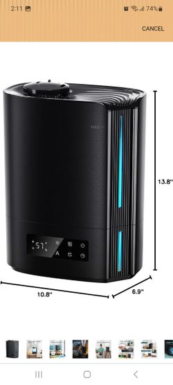 BREEZOME 6L Humidifiers for Bedroom Large Room & Essential Oil Diffuser, Ultrasonic Top Fill Cool Mist Humidifiers for Baby, Plants, Nursery Last up t