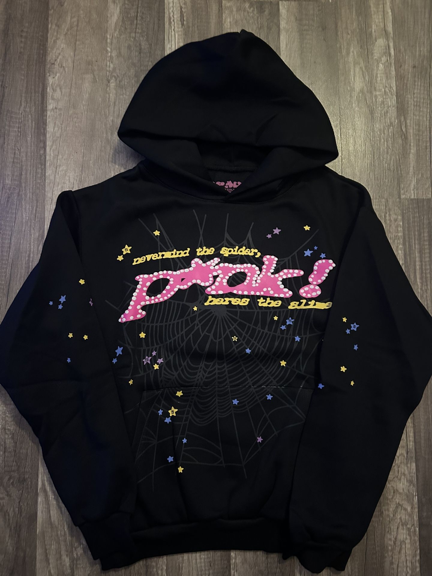 Sp5der Black P*nk! Hoodie Pink Large