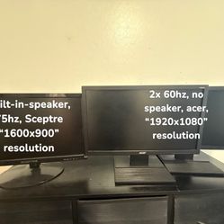 3 Computer Monitors