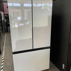 Samsung Bespoke French Door Counter Depth Refrigerator In White Glass