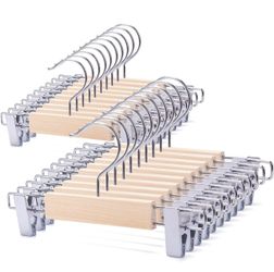 Nature Smile 10 Pack 10.2 Inches Unfinished/Natural Kids Baby Toddler Infant Children Solid Wooden Pants Skirts Hangers Wood Trousers Bottom Hangers w