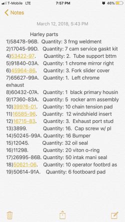 Harley parts cheap!!!must go by September 4!!!!