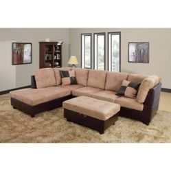 BRAND NEW 3 PIECES SECTIONAL COUCH WITH STORAGE OTTOMAN