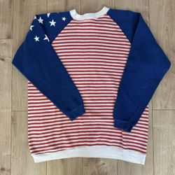 Vintage 1960's Sportswear Of Creslan And Cotton Striped USA Raglan Sweatshirt 